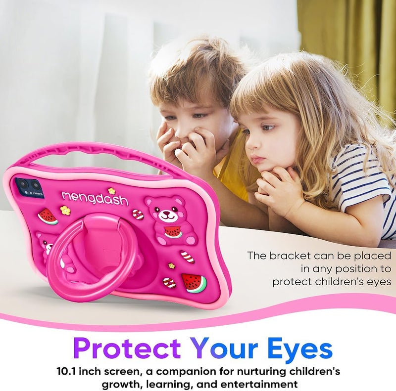 MengDash Kids Tablet, 10.1 inch Tablet for Kids 3-10, Educational Learning Toddler Tablet Android 14, 8(4+4) GB RAM+64GB ROM Storage, 5G WiFi, Baby Girl boy Gift (Red) - Image 3